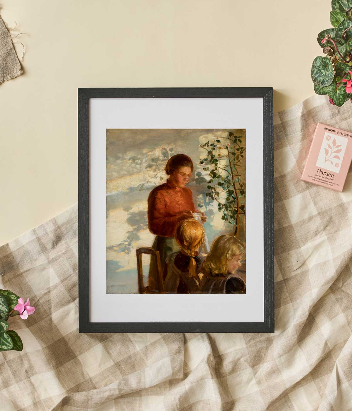 Anna Ancher Print Two Little Girls Being Taught How to Sew