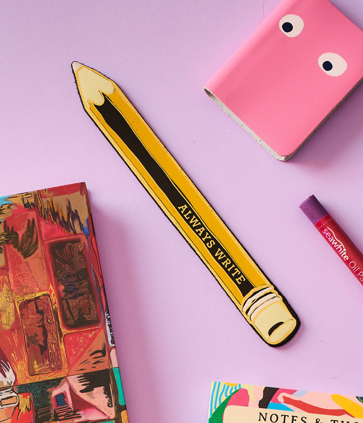Leather Pencil Bookmark 'Always Write'