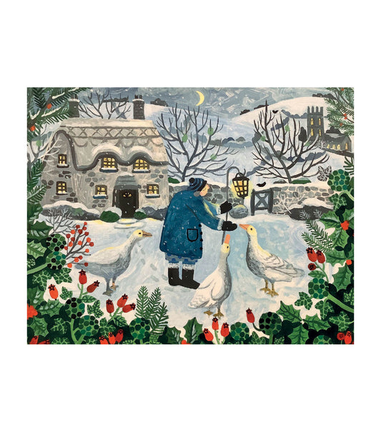 Bowman Geese by Moonlight Christmas Card Pack of 6