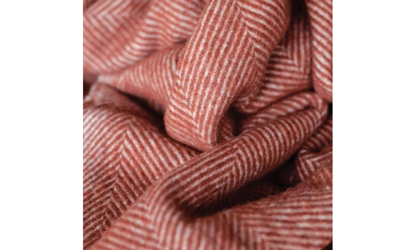Rust Wool Blanket  Herringbone