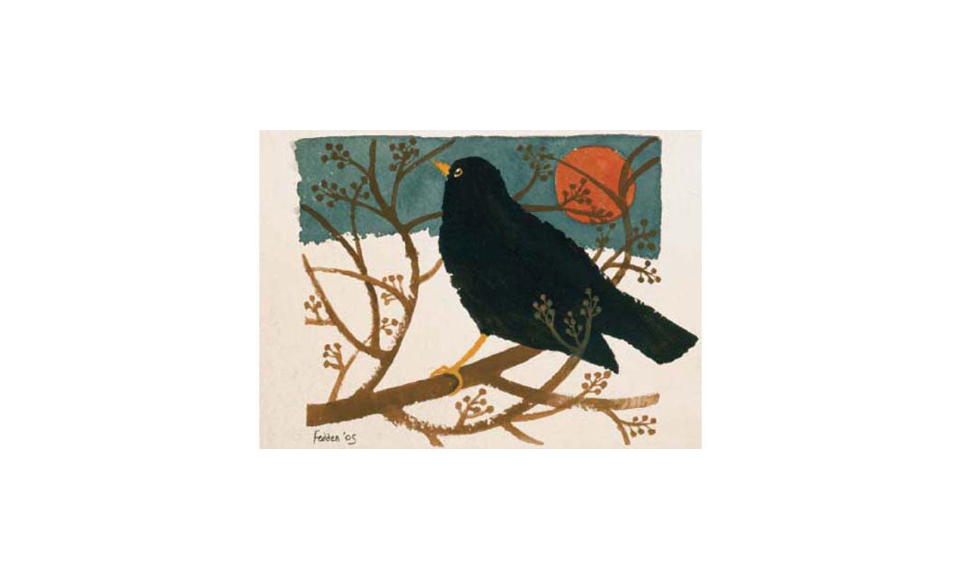 Mary Fedden Blackbird In the Snow Christmas Card Pack of 6