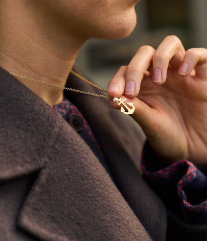 Anna Ancher Inspired Anchor and Pearl Necklace