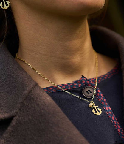 Anna Ancher Inspired Anchor and Pearl Necklace