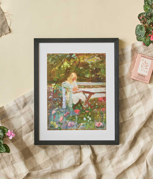 Anna Ancher Print A Girl in the Garden in Summertime