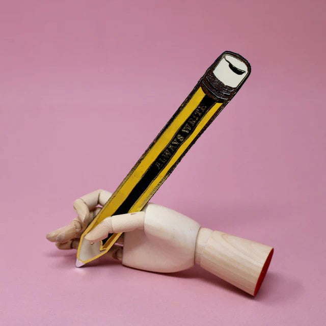 Leather Pencil Bookmark 'Always Write'