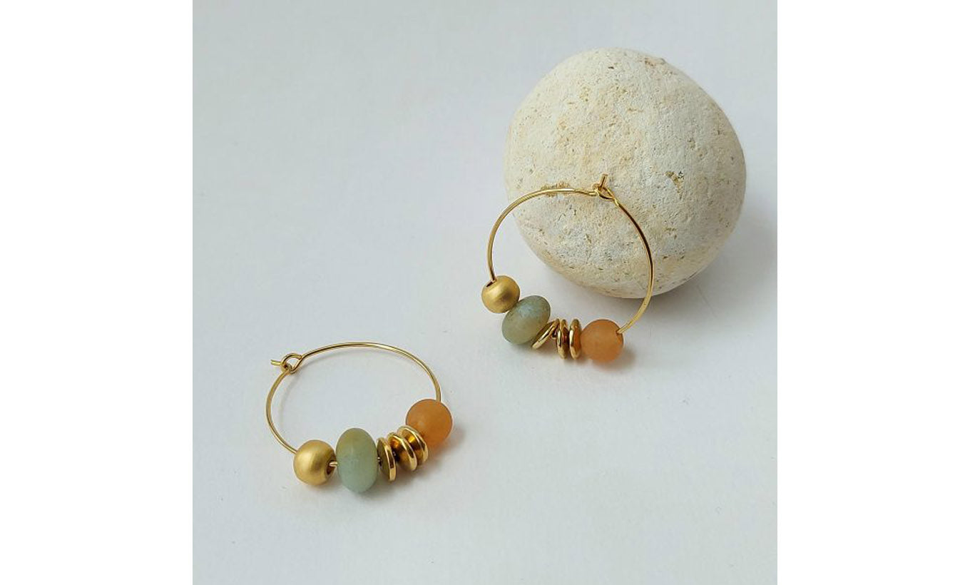 Brass+Bold Abacus beaded hoops