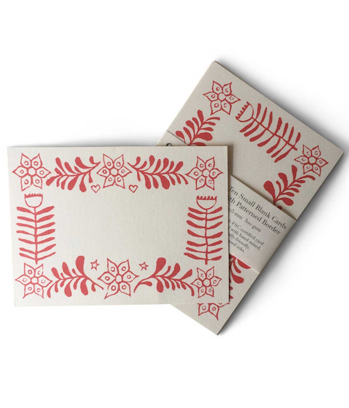 10 Small Cards with Red Pattern Border