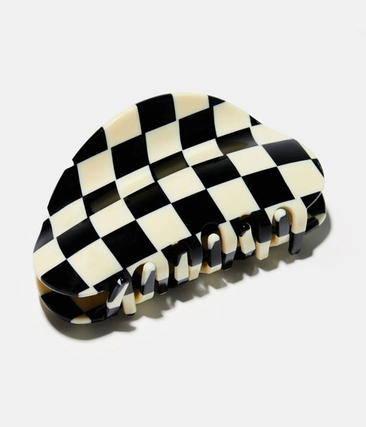 Checker Claw Hair Clip Black & White