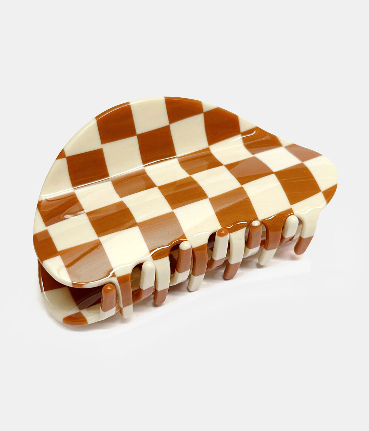 Checker Claw Hair Clip Caramel