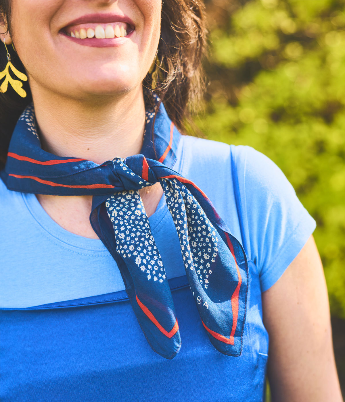 Cotton Bandana Scarf in Indigo