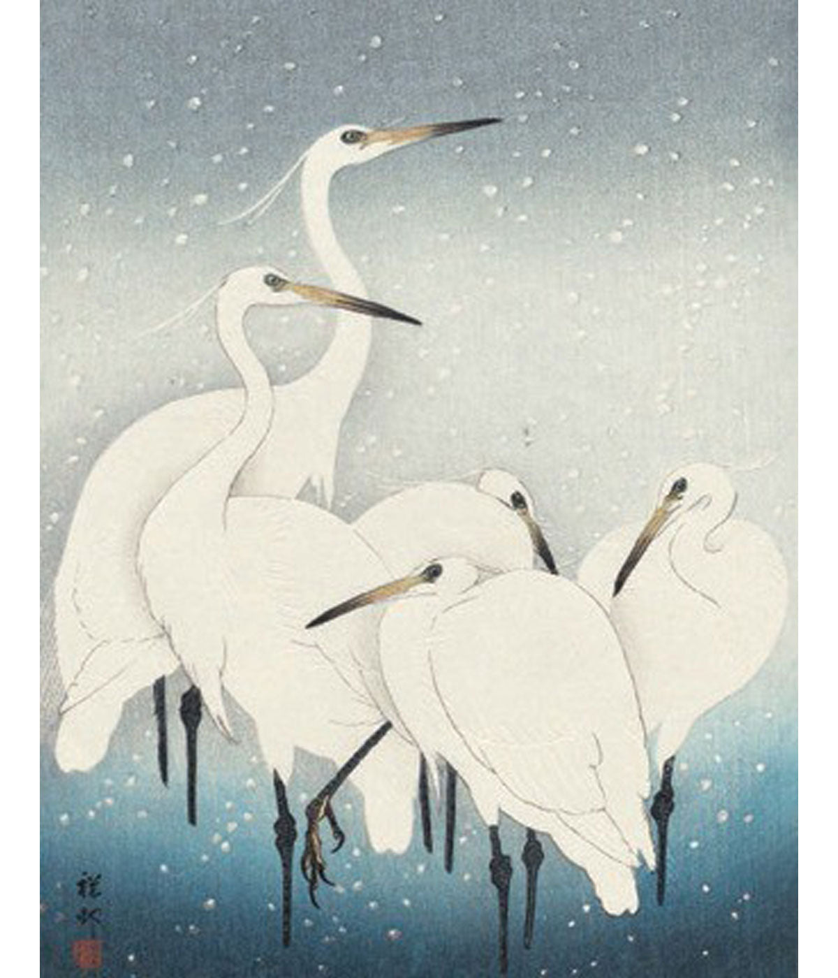 Koson Herons in Snow Christmas Card Pack of 6