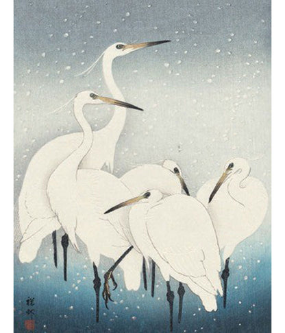 Koson Herons in Snow Christmas Card Pack of 6