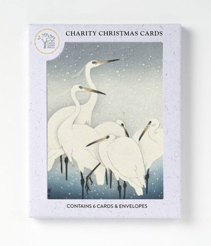 Koson Herons in Snow Christmas Card Pack of 6