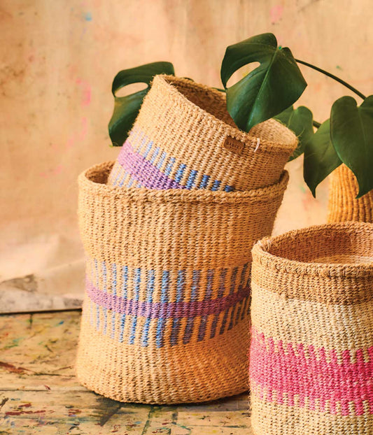 Large HUDUMA Purple & Blue Stripe Basket