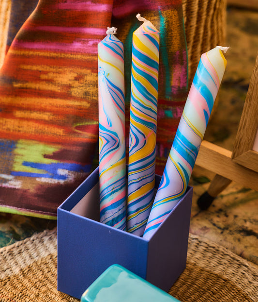 Marbled Dinner Candle Trio Rachel Jones Mix