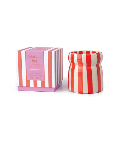 Cabana Striped Ceramic Candle