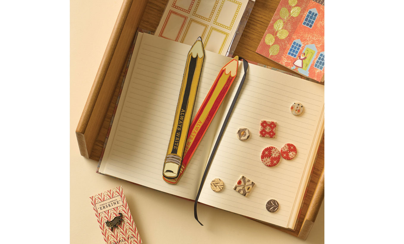 Leather Pencil Bookmark 'Always Write'