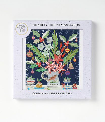 Battle Robin & Mince Pies Christmas Card Pack of 6