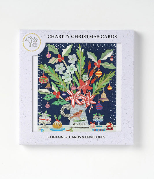 Battle Robin & Mince Pies Christmas Card Pack of 6