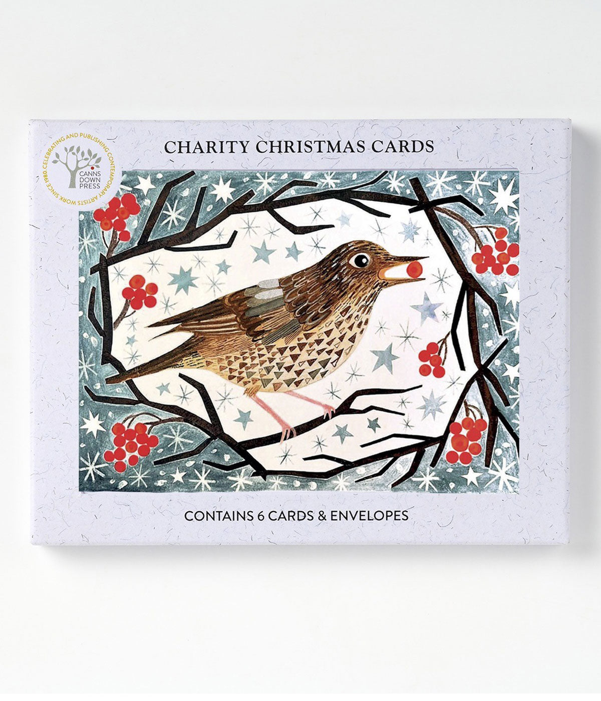 Husband Song Thrush Christmas with Berry Card Pack of 6
