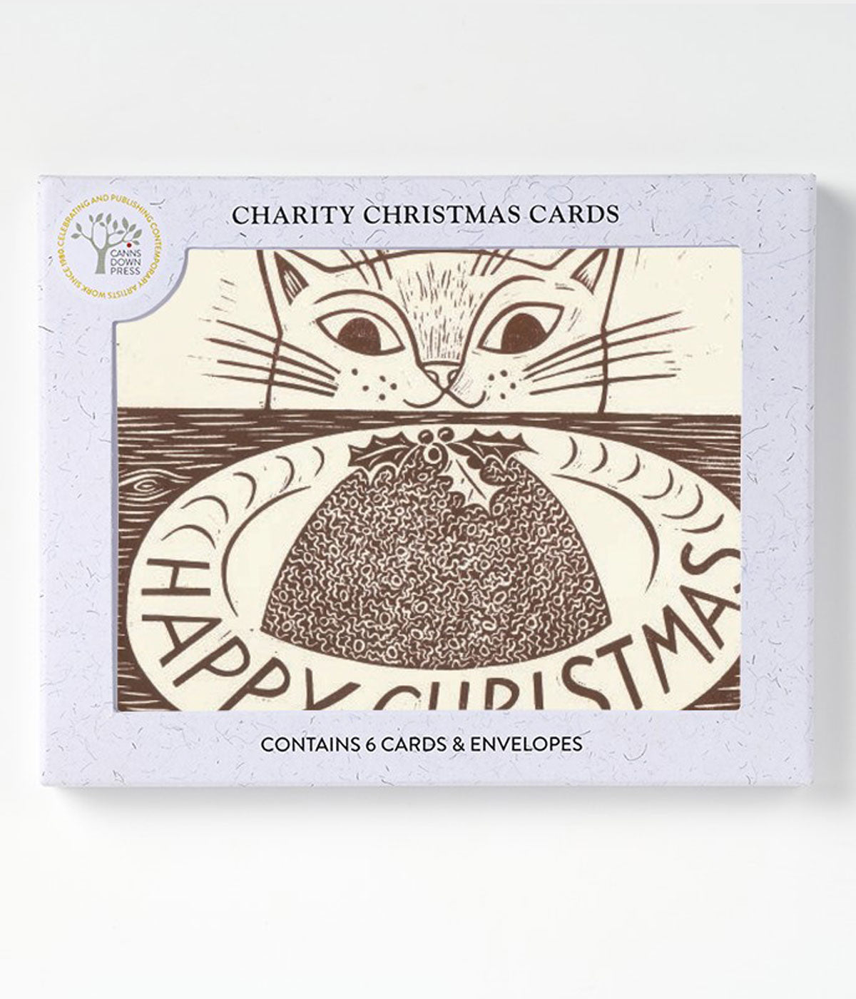 Emily Sutton Christmas Cat Christmas Card Pack of 6