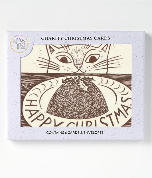 Emily Sutton Christmas Cat Christmas Card Pack of 6