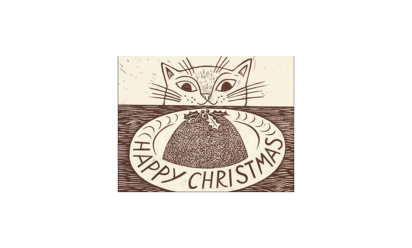 Emily Sutton Christmas Cat Christmas Card Pack of 6