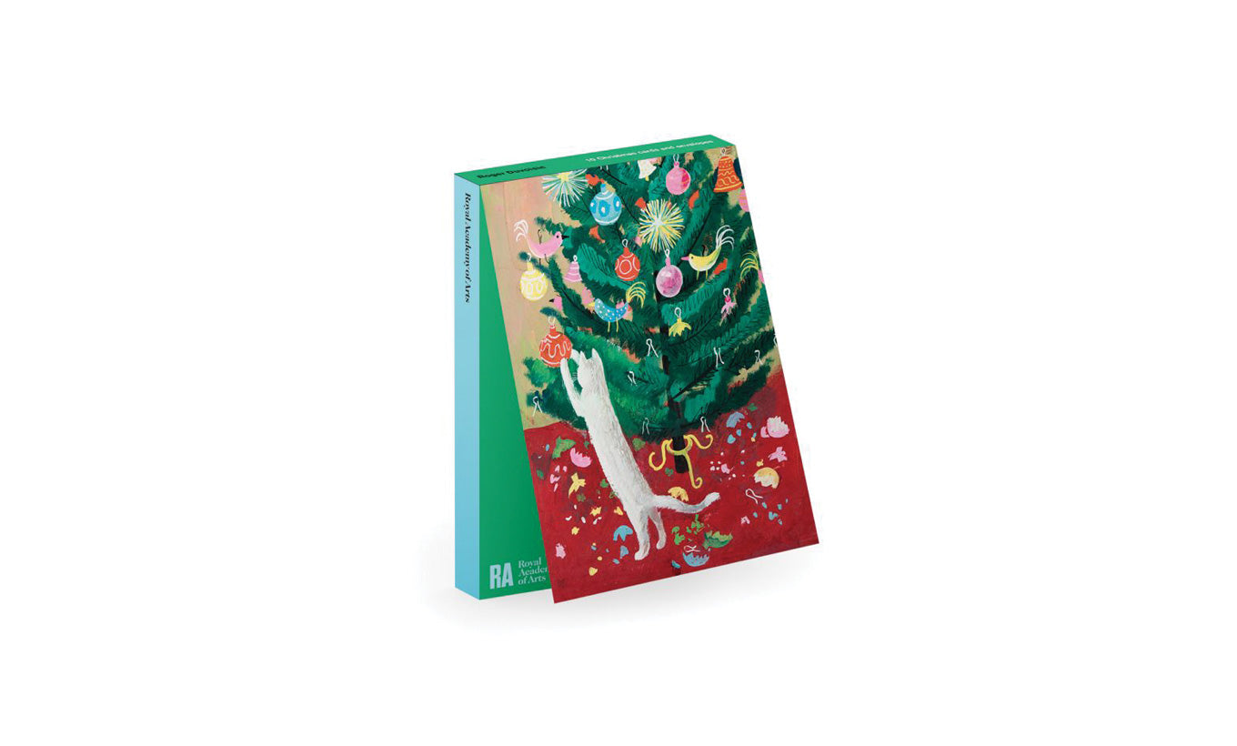 Cat and Christmas Tree Christmas Card Pack of 10