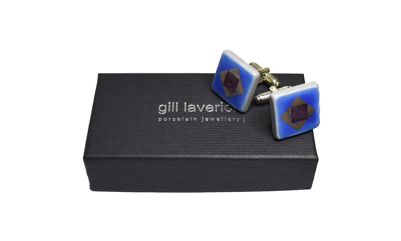 Gill Laverick Blue Square Cufflinks