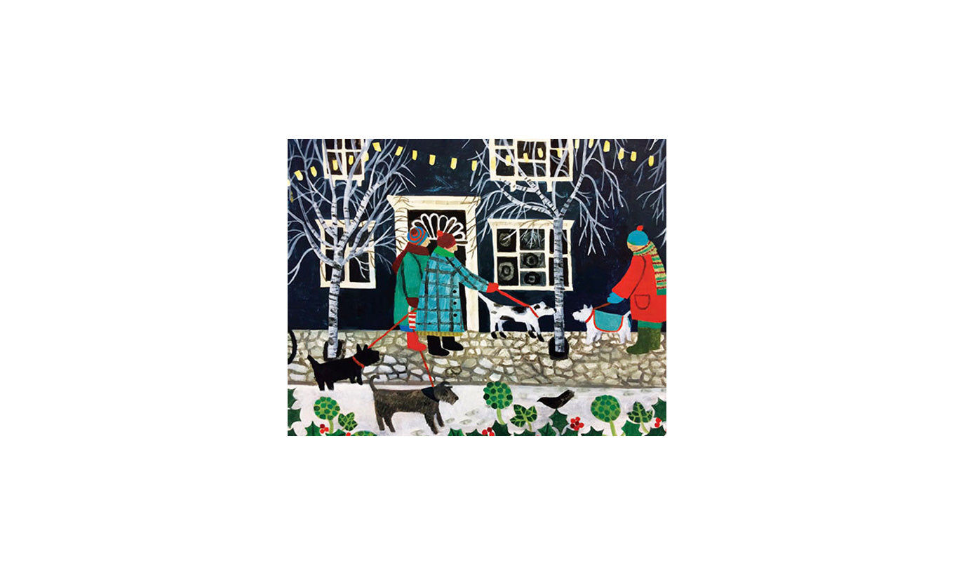 Vanessa Bowman Christmas Lights with Dogs Christmas Card Pack of 6